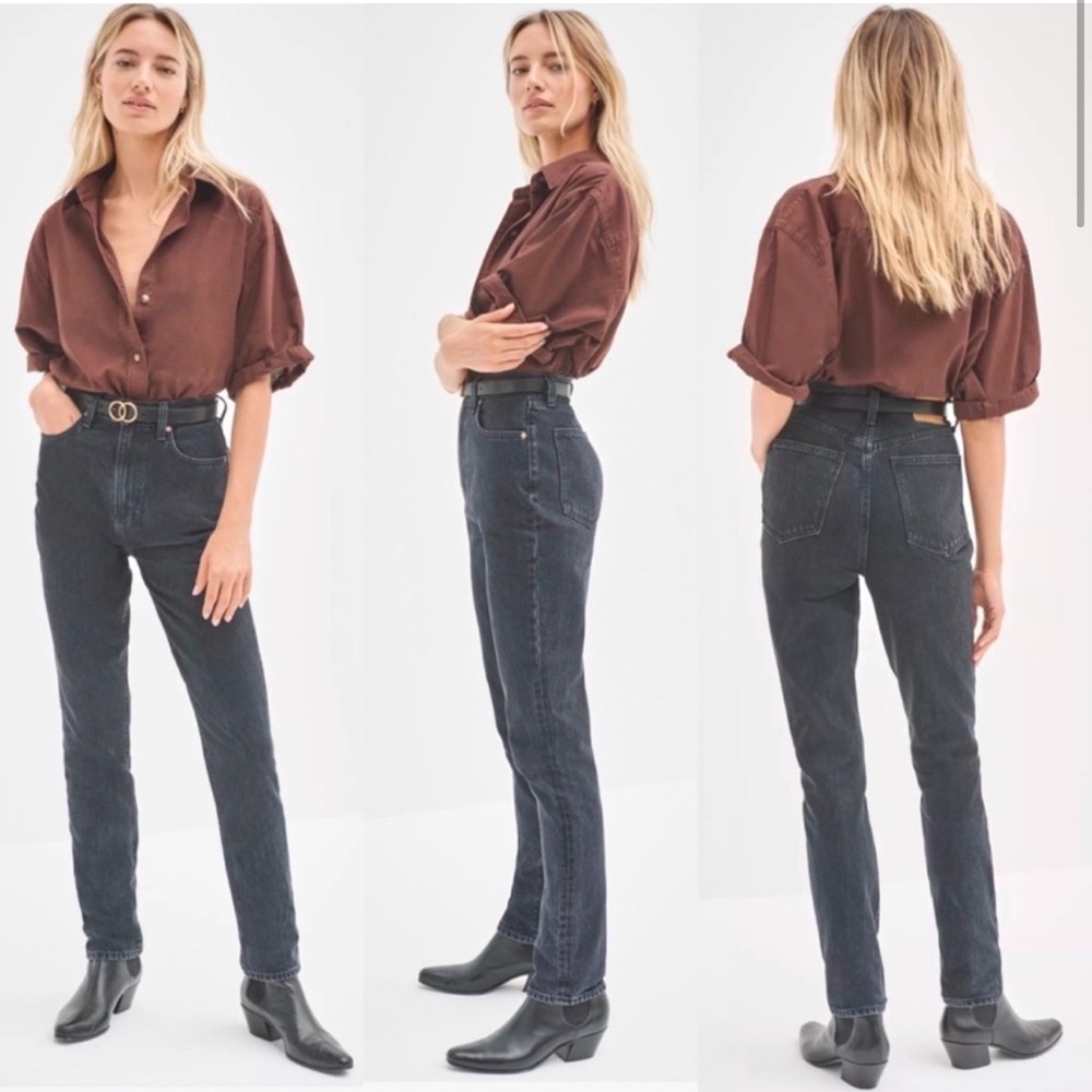 NWT ARITZIA Denim Forum The Nina Super High Rise Cigarette Jeans 30L Black